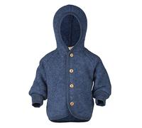 Engel Natur Baby-Jacke mit Kapuze und Knöpfen Schurwolle/Fleece Blau Melange 110/116