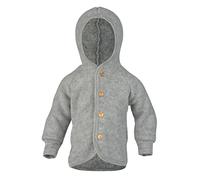 Engel Natur Kinder Kapuzenjacke Wollfleece mit Holzknöpfen Schurwolle 110-116 Hellgrau Melange