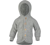 Engel Baby Jacke mit Kapuze Wollfleece, Hellgrau Melange, 86/92