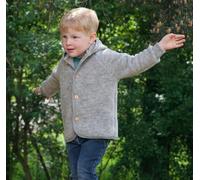 Engel Baby Jacke mit Kapuze Wollfleece hellgrau melange - Größe 86/92