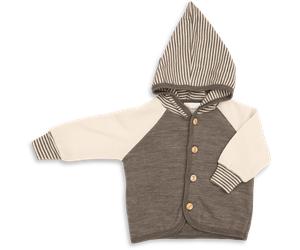 Engel Baby Kapuzenjacke mit Holzknöpfen Walnuss Melange 50-56