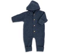 Engel Overall mit Kapuze, 100% Schurwolle Fleece, Natur, Gr. 50/56-86/92, 4 Farben (50/56, Blau Melange)