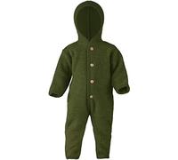 Engel Natur Baby-Overall mit Kapuze, 100% Schurwolle Fleece – Gr. 86/92 Schilf Melange