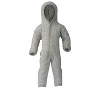 Engel Baby Overall mit Kapuze und Knöpfen aus Schurwolle / Fleece 62/68 Hellgrau melange