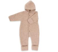Engel Baby Overall mit Kapuze und Knöpfen aus Schurwolle / Fleece 86/92 Sand melange
