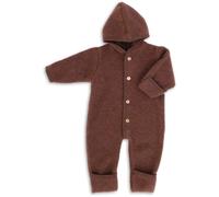 Engel Baby Overall mit Kapuze und Knöpfen aus Schurwolle / Fleece 86/92 Zimt melange