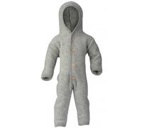 Engel Baby Overall mit Kapuze Wollfleece hellgrau melange - Größe 74/80