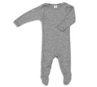 Engel Babyschlafanzug mit Fuß aus Bio Wolle / Seide 50/56 Hellgrau melange
