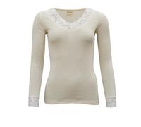 Engel Damen Wollseide-Shirt mit Spitze, 70% Bio-Wolle, 30% Seide (DE/NL/SE/PL, Numerisch, 38, 40, Regular, Regular, Natur)