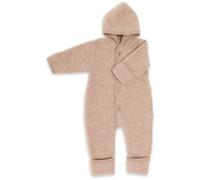 Engel Baby-Overall mit Kapuze, Holzknöpfen und Umschlag Sand Melange 74-80
