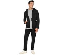 Engel Herren Fleece-Jacke mit Kapuze tailliert Bio-Schurwolle Schwarz Melange 44 (M)