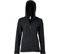 Engel Jacke mit Kapuze Merino Wollfleece Damen, 34-36/34/36, schwarz melange