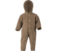 Engel Overall mit Kapuze, 100% Schurwolle Fleece, Natur, Gr. 50/56-86/92, 4 Farben (74/80, Walnuss Melange)