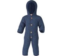 Engel Overall mit Kapuze, 100% Schurwolle Fleece, Natur, Gr. 50/56-86/92, 4 Farben (86/92, Blau Melange)
