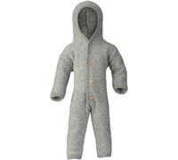 Engel Natur Kinder Fleece Overall mit Kapuze, 86/92 Hellgrau Melange