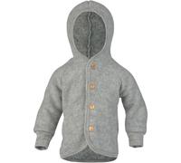 Engel Baby Jacke mit Kapuze und Knöpfen aus Schurwolle / Fleece 98/104 Hellgrau melange 98/104
