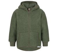 Engel - Kinder Kapuzenjacke Wollfleece - Wolljacke, Gr. 128, oliv (SchilfMelange)