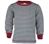 ENGEL Woll-Langarmshirt BASIC KIDS gestreift in graublau melange, Gr. 104, junge,maedchen