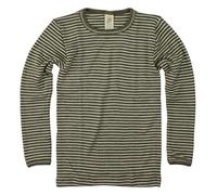 Engel, Kinderunterhemd langarm, Wolle Seide, Ringel, Gr. 92 - 164, 3 Farben (104, Walnuss/Natur)