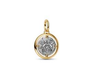 Engel Medaillon-Charm Talisman, vergoldet, 925er Silber