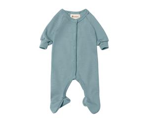 Engel Natur Baby Frühchen Schlafoverall mit Fuß Feinripp bergblau Gr. 50