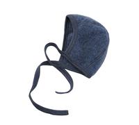 Engel Natur Baby Häubchen aus Fleece-Merinowolle, Blau Melange, 50/56