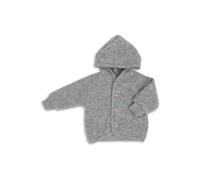 Engel Natur Baby Jacke mit Kapuze Bio-Merinowolle Fleece hellgrau-melang Gr. 74/80