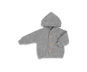 Engel Natur Baby Jacke mit Kapuze Bio-Merinowolle Fleece hellgrau-melang Gr. 74/80