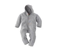 Engel Natur Baby Kapuzenoverall Bio-Merinowolle Fleece melange-hellgrau Gr. 74/80