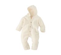 Engel Baby Overall mit Kapuze und Knöpfen aus Schurwolle / Fleece 62/68 Natur