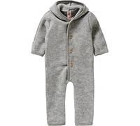 Engel-Natur Baby Overall mit Kapuze aus Bio Schurwoll-Fleece, Hellgrau Melange, Gr. 50/56