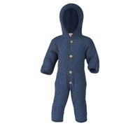Engel natur Baby Overall mit Kapuze u. Holzknöpfen Schurwolle kbT Blau Melange 50/56
