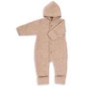 Engel natur Baby Overall mit Kapuze u. Holzknöpfen Schurwolle kbT Sand Melange 86/92