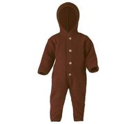 Engel natur Baby Overall mit Kapuze u. Holzknöpfen Schurwolle kbT Zimt Melange 50/56