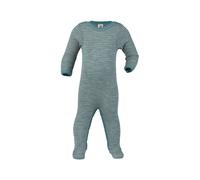 Engel Natur Baby Schlafanzug Overall Wolle Seide eisvogel-hellgrau-geringelt Gr.86/92