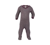 Engel Natur Baby Schlafanzug Overall Wolle Seide orchidee-hellgrau-geringelt Gr.74/80