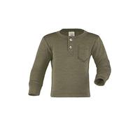 Engel Natur Baby Langarmshirt BABY BOY mit Knopfleiste 70% Wolle (kbT)/30% Seide Olive Gr.62/68