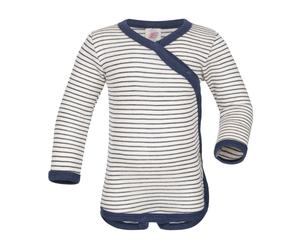 Engel Natur Baby Wickelbody Langarm Wolle Seide marine-natur Gr. 50/56