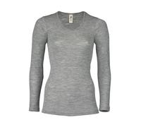 Engel Natur Damen Langarmshirt aus Wolle-Seide, Hellgrau Melange, 34/36