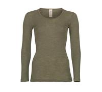 Engel Natur Damen Langarmshirt aus Wolle-Seide, Olive, 34/36
