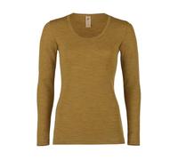 Engel Natur Damen Langarmshirt Feinripp aus Merinowolle, Safran Melange, 34/36