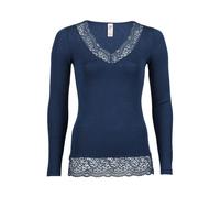Engel Natur Damen Langarmshirt mit Spitze Wolle Seide marine Gr. 38/40