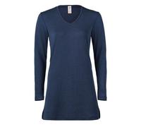 Engel natur Damen Long-Schlaf-Shirt langarm Bio-Schurwolle/Seide Marine 42/44
