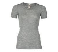 Engel natur Damen Unterhemd Kurzarm Bio-Schurwolle/Seide Hellgrau Melange 34/36