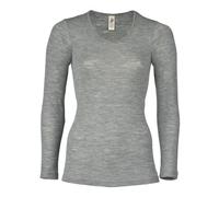 Engel natur Damen Unterhemd Langarm Bio-Schurwolle/Seide Hellgrau Melange 46/48