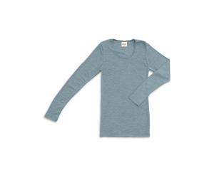 Engel Natur Damen Unterhemd Langarm Wolle Seide bergblau Gr.42/44