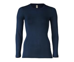 Engel Natur Damen Unterhemd Langarm Wolle Seide marine Gr.42/44