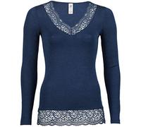 Engel - Women's Shirt L/S mit Spitze - Seidenunterwäsche, Gr. L-XL 46/48, blau (Marine)