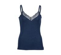 Engel Natur Damen Unterhemd mit Spitze Wolle Seide marine Gr. 38/40