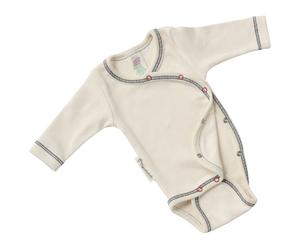 Engel Natur Frühchen Baby-Wickelbody Langarm natur, blaue Naht Gr. 44